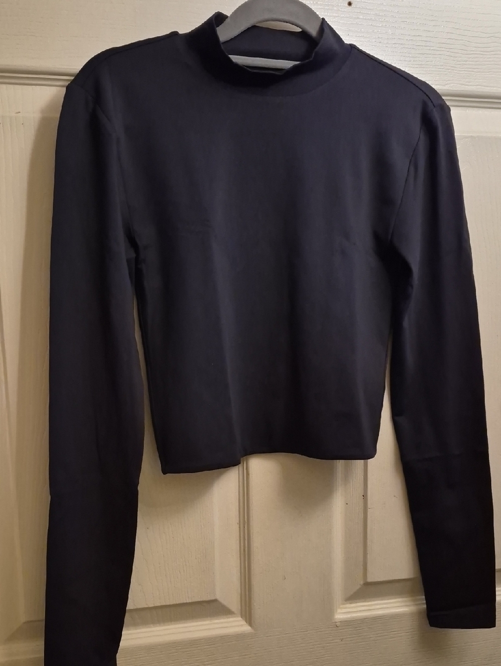 Babaton Navy Mock Neck Long Sleeve Top